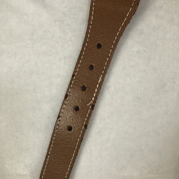 Vintage Leather Belt Red Floral Pattern Brown Leather Buckle Size XS/S - Picture 5 of 6